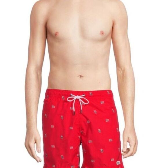 Trunks Surf & Swim Co. Sano Embroidered Regular Fit Swim Trunks Mens Red XXL NWT - Picture 2 of 7